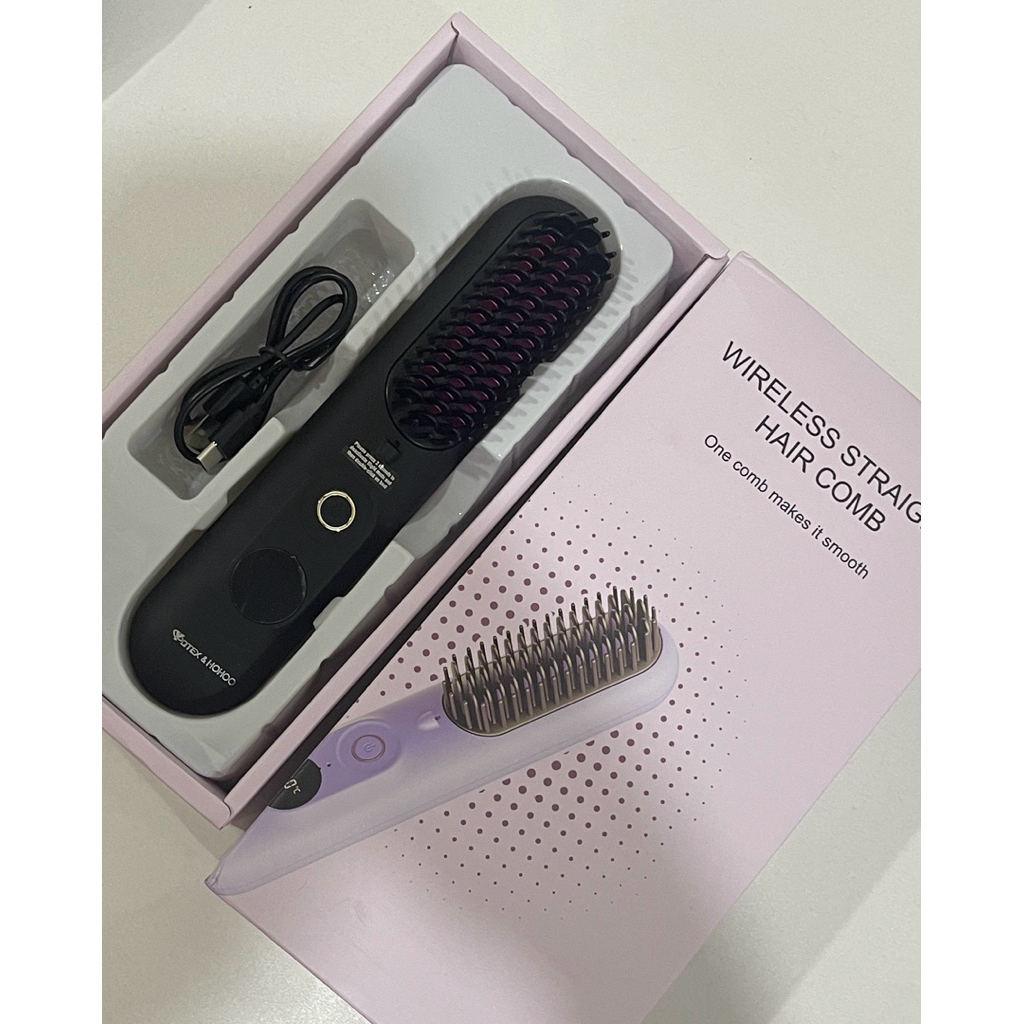 Yotex หวียืดผมไร้สาย หวีผมตรงไฟฟ้า มีไอออนลบปรับอุณหภูมิได้