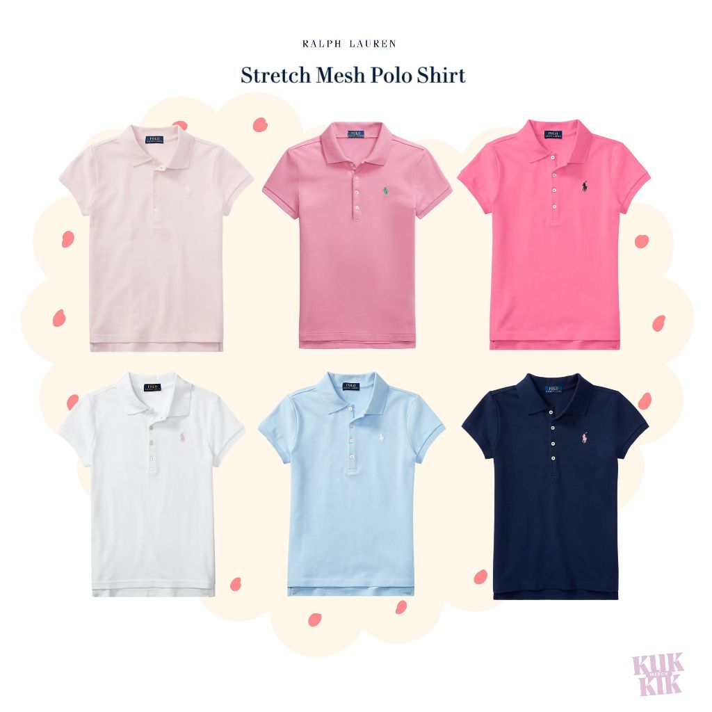 [Pre-order] Stretch Mesh Polo Shirt รุ่นสี่กระดุม Big girls size
