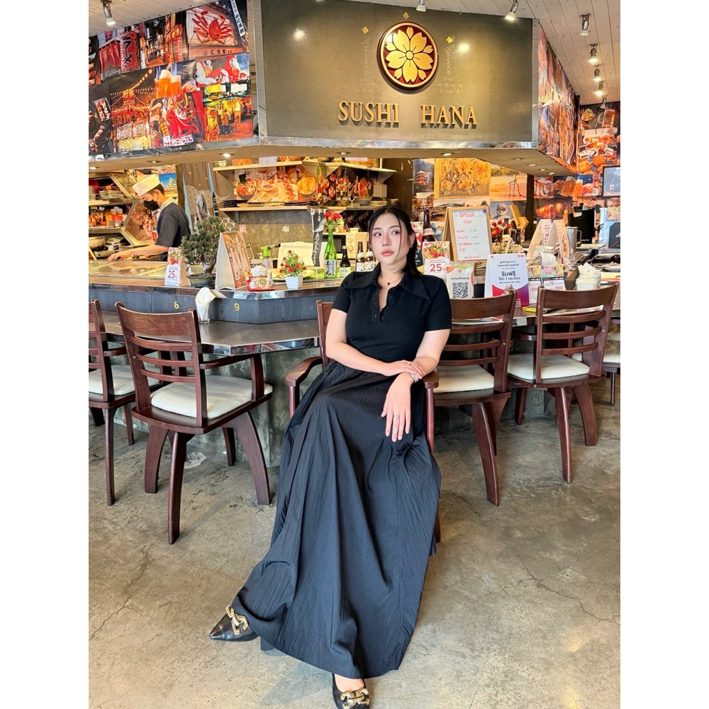 D79 Maxidress คอปกผ้าเทพ Muenfun