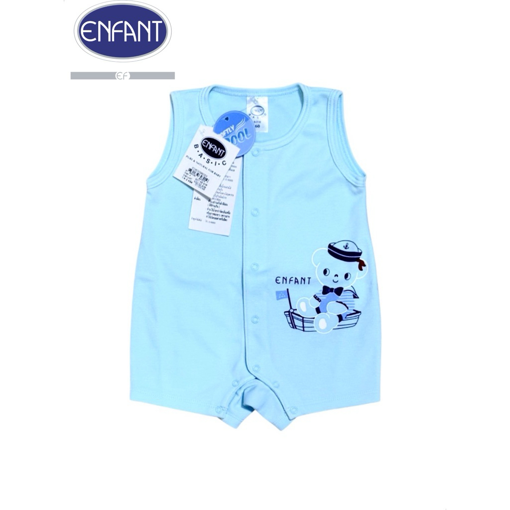 Enfant New Collection รุ่น Softly Cool อองฟองต์ ชุดบอดี้สูท หมีสั้น สีฟ้า ลายใหม่ สำหรับเด็กอายุ แรกเกิด-12เดือน