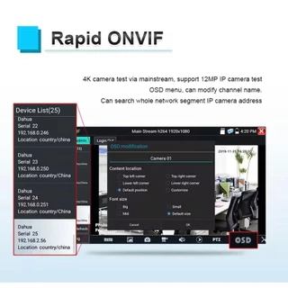 เครื่องทดสอบกล้อง4K AHD CVI TV SDI กล้อง4K IP IPC-5100C PLUS ทดสอบกล้อง PTZ VGA HDMI สายเคเบิลอินพุต Tester IPC Tester