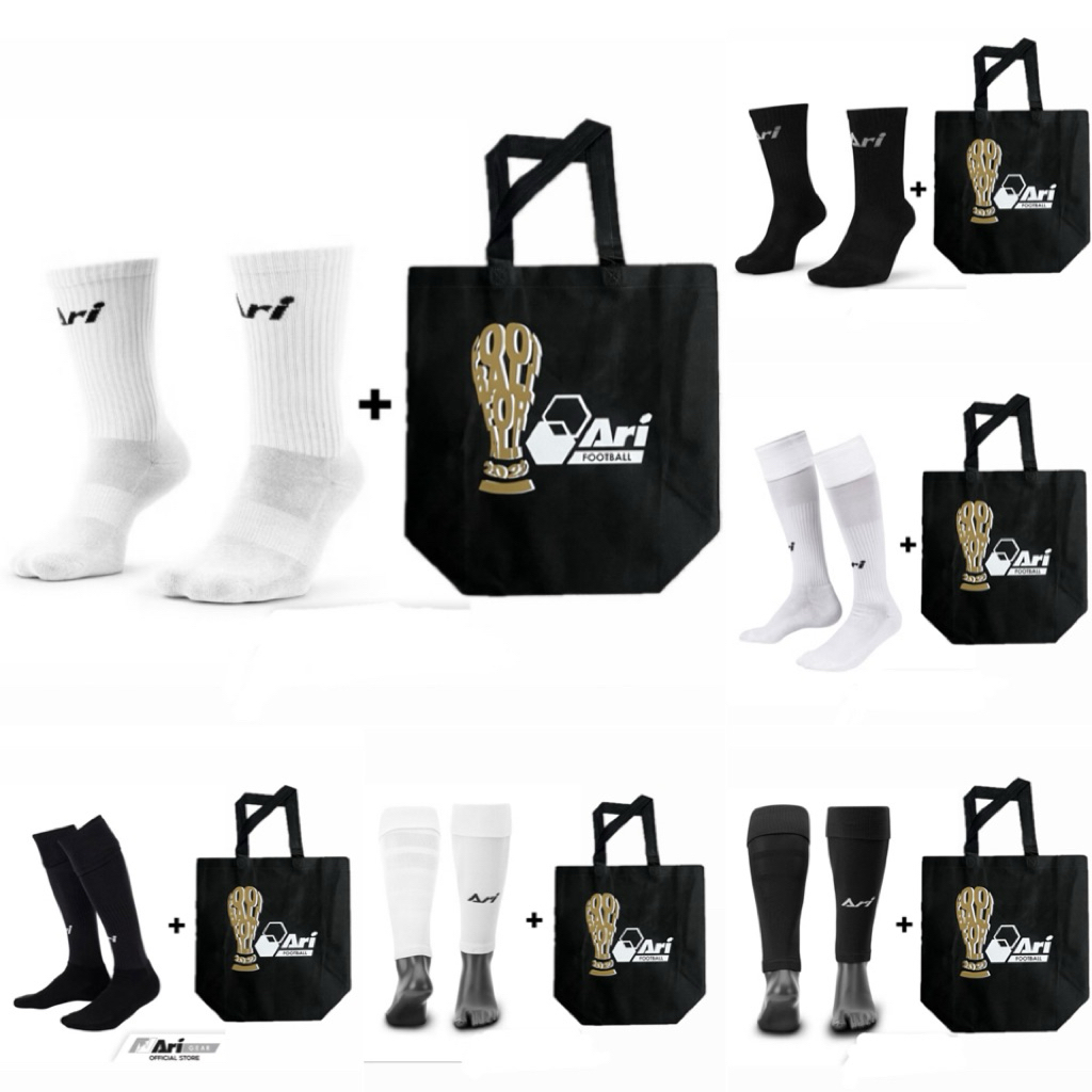 ถุงเท้าครึ่งแข้ง Ari crew socks  ถุงเท้ายาว Ari long socks ถุงเท้าตัดข้อ Ari sleeve socks สีดำ/สีขาว ⚫️⚪️ มีถุงผ้า❤️‍🔥