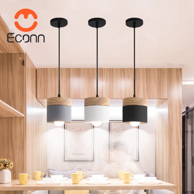 ECONN โคมไฟระย้าไม้สีมาการอง ใช้หลอด E27 สไตล์โมเดิร์น สำหรับร้านอาหาร บาร์ ห้องครัว ไฟห้องนอน โคมไฟ นอร์ดิกโมเดิร์