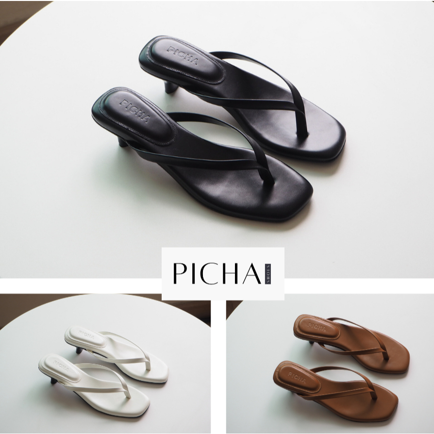 🍒รุ่นเชอร์รี่🍒รองเท้าส้นสูงแฟชั่น ซัพพอทนุ่ม ขายดี 4 สี หูหนีบ สีพื้น ส้นสูง 1 นิ้ว นุ่มใส่สบาย ไซส์ 35-41 PICHA SHOES