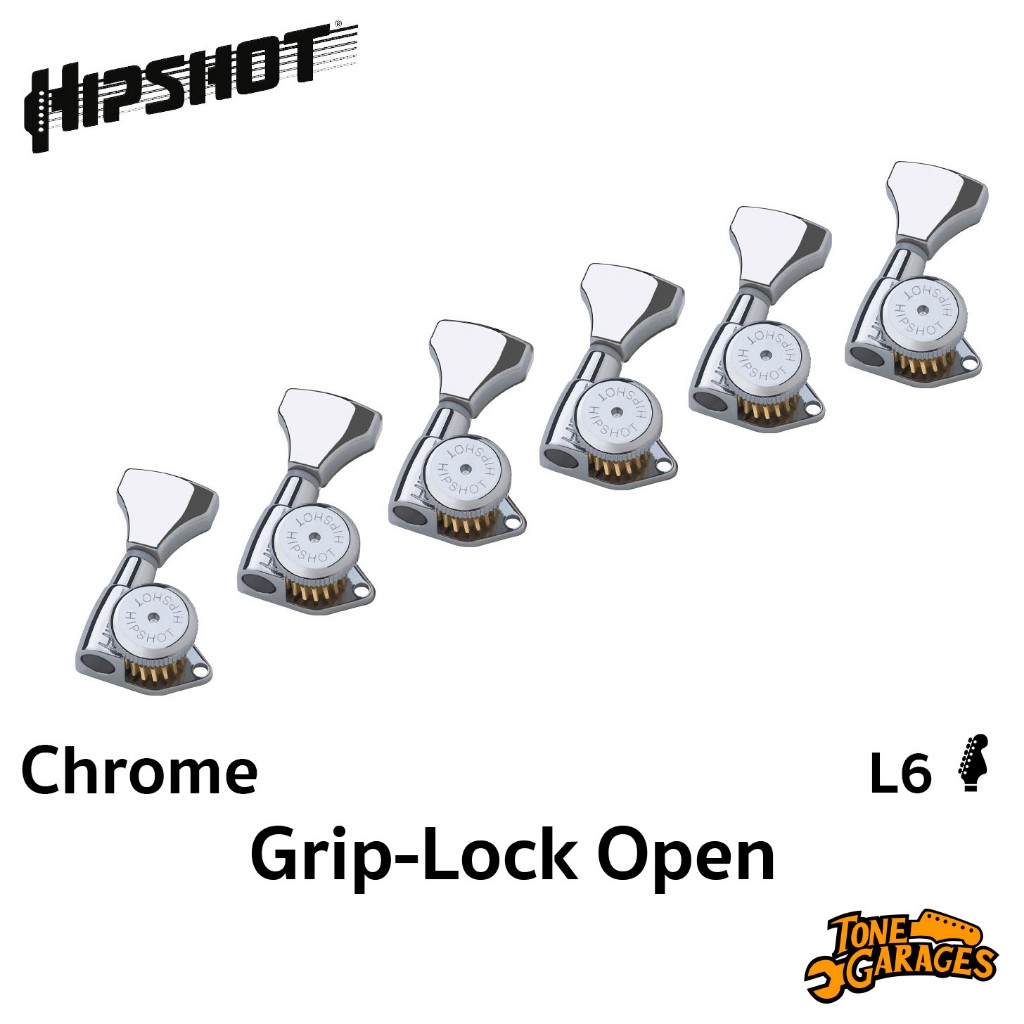 Hipshot Grip-Lock Open Stag ลูกบิดกีต้าร์ ล็อคสาย สี Chrome แถวเดียว L6 (6K1GL0C-STAG)