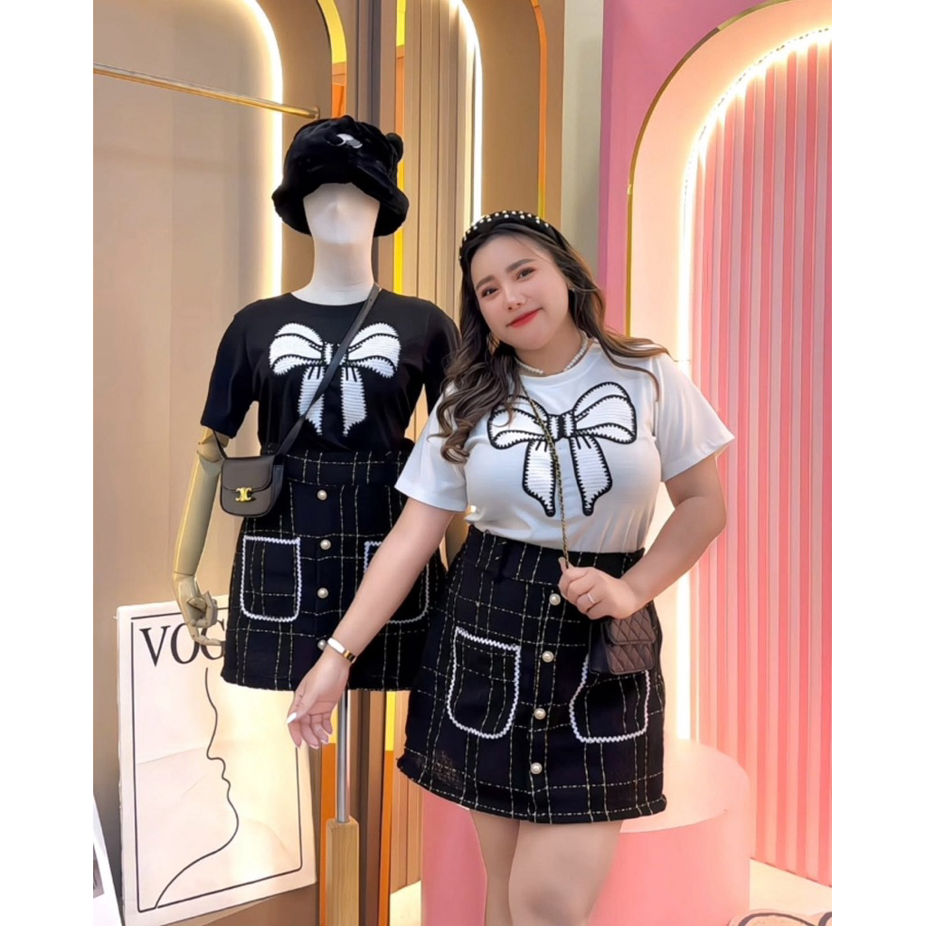 ชุดเซ็ตเสื้อ+กระโปรงกางเกง อก34-44“ เอว29-40” สะโพก44+