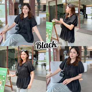 MIRA BLOUSE เสื้อดีเทลน่ารัก แขนพอง ช่วงอกเป็นสม็อคยืด ความยาวกำลังดี ผ้ามีเท็กซ์เจอร์รีดง่ายยับยาก
