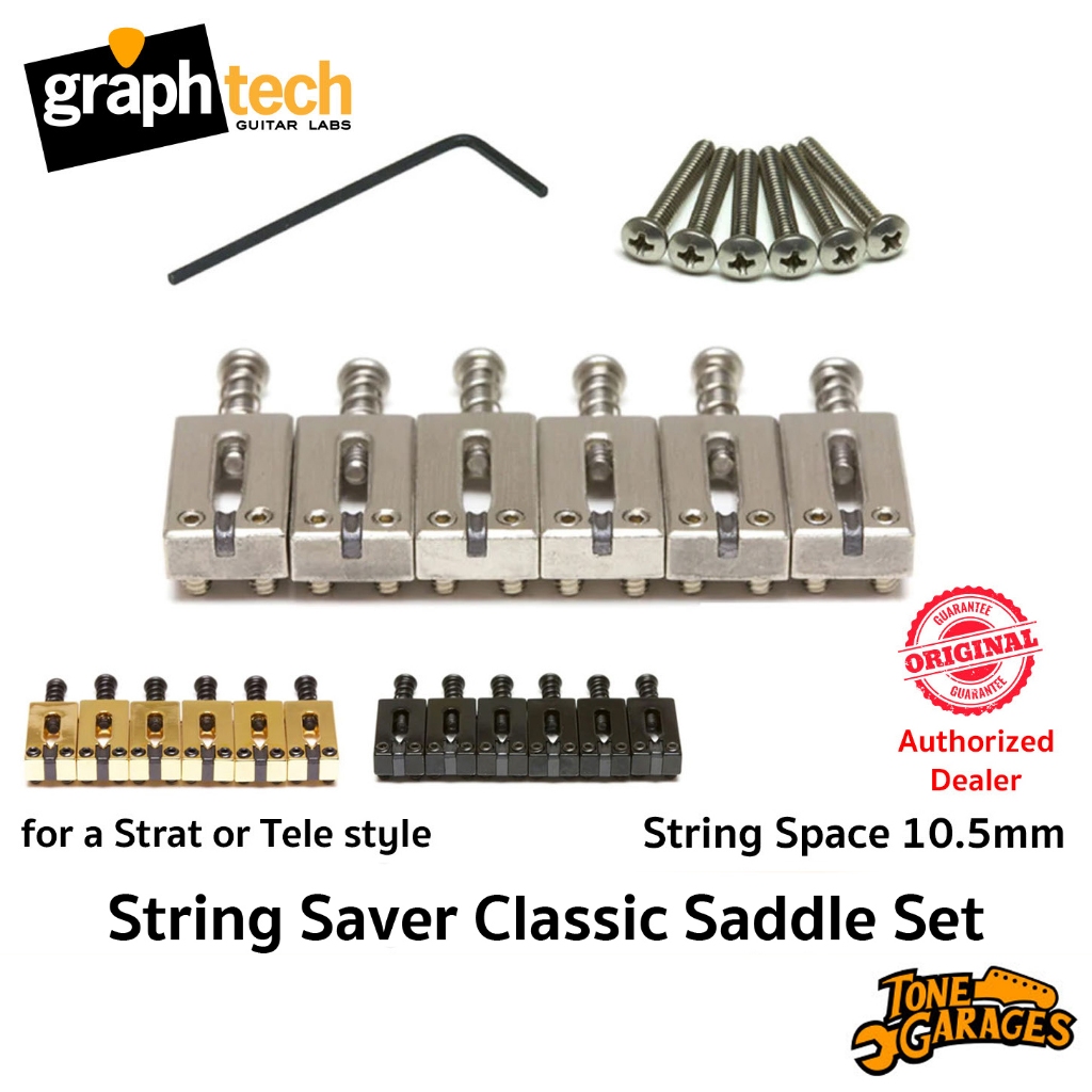 Graph Tech String Saver Strat Tele Saddle 10.5mm Set PG-8000 แซดเดิ้ลกีต้าร์ ลดสายขาด