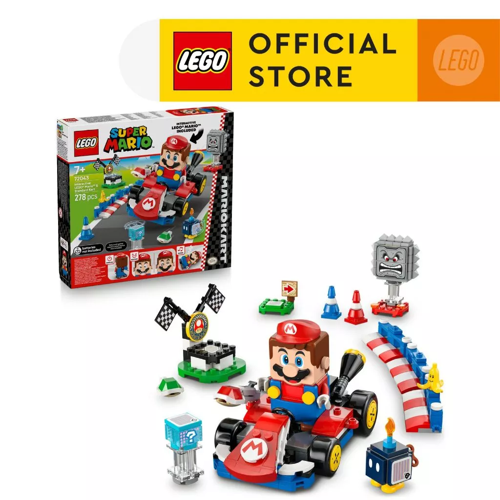 LEGO Super Mario 72043 Mario Kart – Interactive LEGO Mario & Standard Kart (278pcs.), Building Blocks, Kids Toy