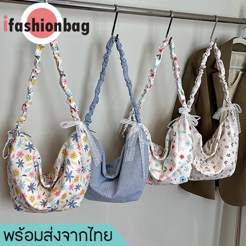 (มีส่งด่วน)ifashionbag(IF2417) กระเป๋าสะพายข้างผ้าผ้าไนล่อนลายดอกไม้ ใส่ไอแพดได้