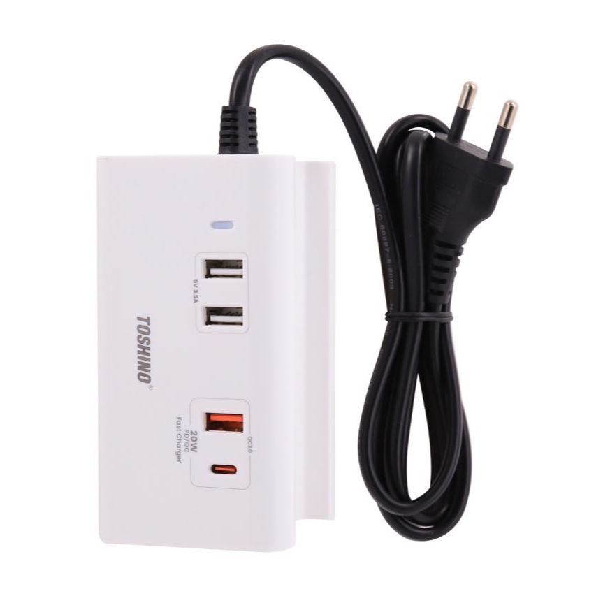 TOSHINO โตชิโนปลั๊กไฟพกพาสำหรับชาร์จโทรศัพท์มือถือ แท็ปเล็ต TS-4UPD 38W Fast Charger 1PD+1QC3.0+2USB