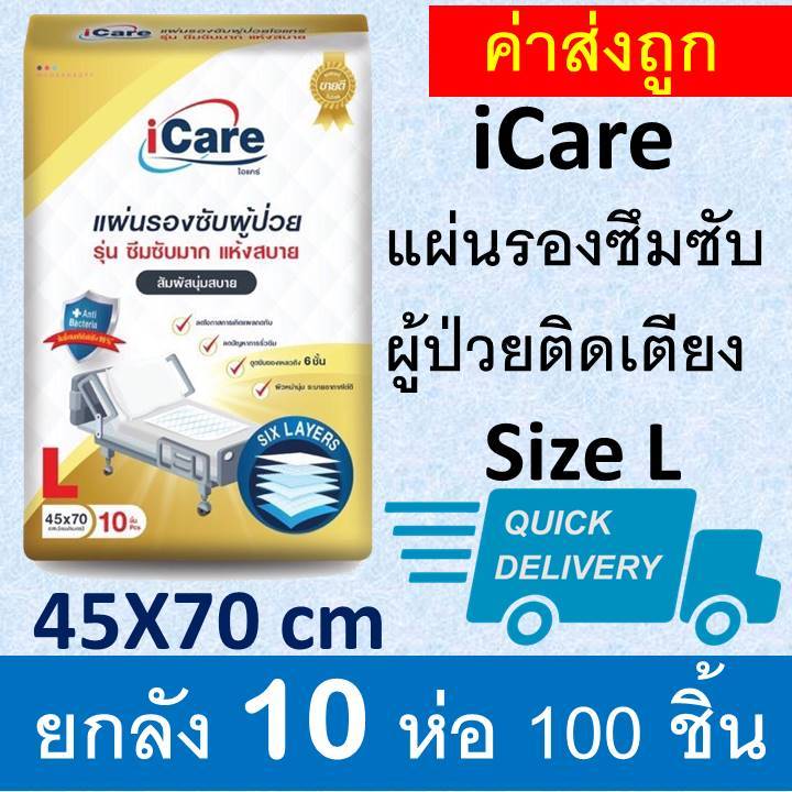 iCare ยกลัง ไอแคร์ แผ่นรองซับ แผ่นรองปัสสาวะ แผ่นรองซับปัสสวะ แผ่นรองฉี่ผู้ป่วย แผ่นรองซึมซับ แผ่นรอ