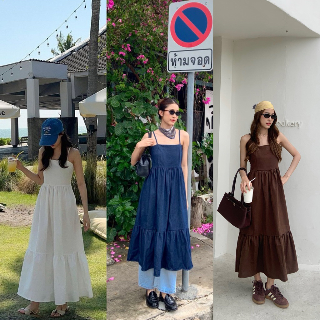 พร้อมส่ง | comiing.sn - Butter dress เดรสยีนส์ เดรสขาวสไตล์มินิมอล