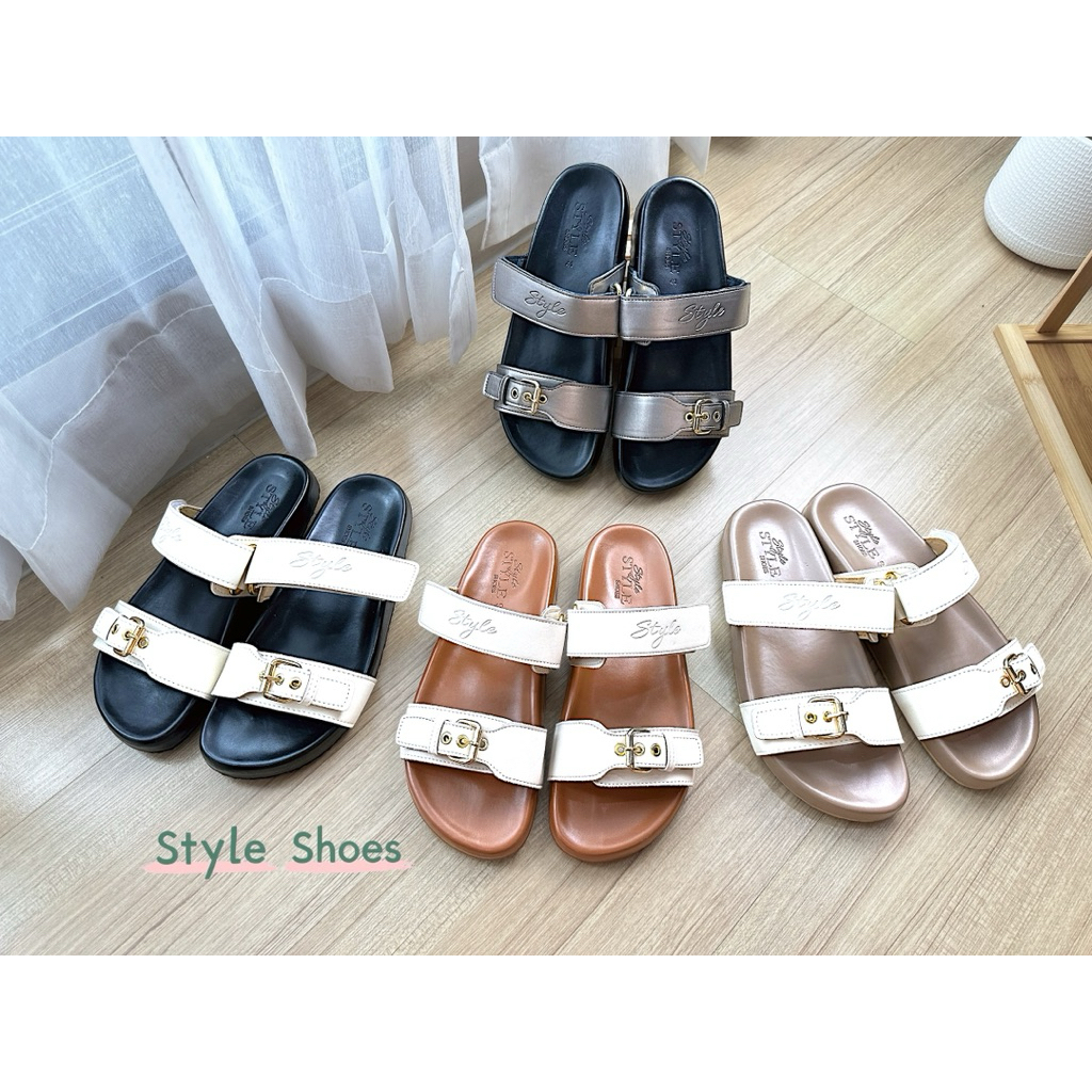 Style shoes รุ่น Tori 02 รองเท้าแตะทรงไบเก้น สวยใส่สบายดูดี สายเข็มขัดไปรับได้(ไซด์36-44)*แนะนำบวกเพิ่ม1ไซด์*