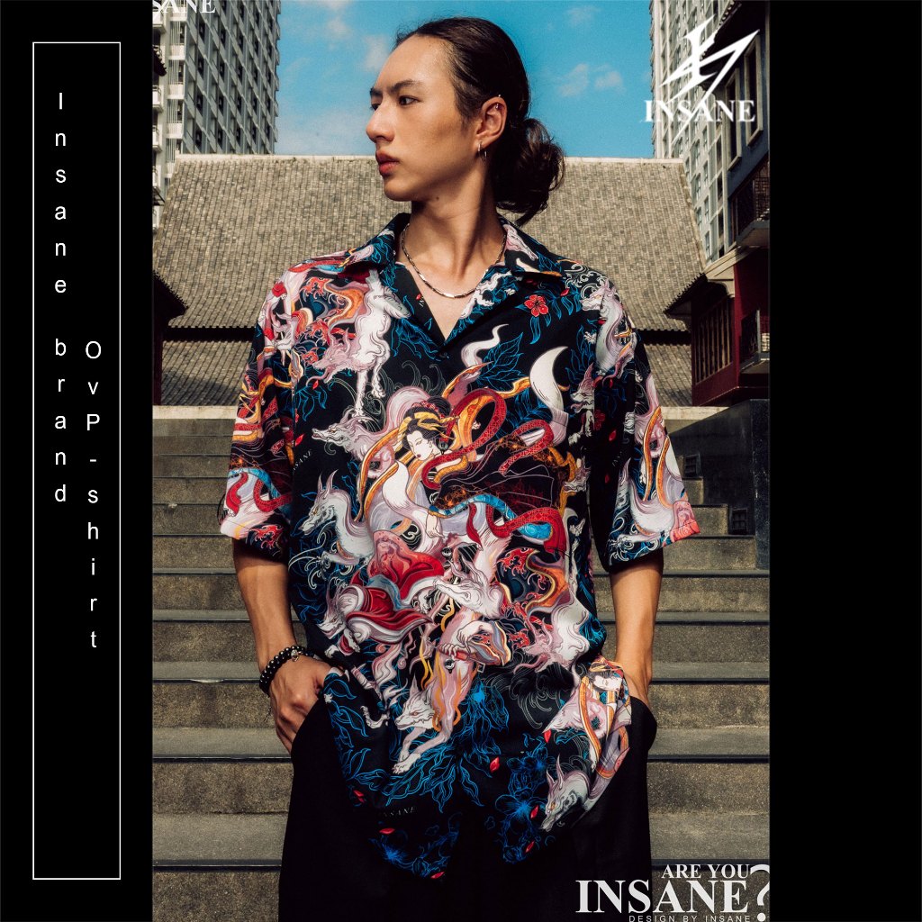 “จิ้งจอกร้อย(Moon) – 百狐” LIMITED 99 ONLY Shirtoversize Shirt เสื้อเชิ้ต เสื้อเชิ้ตโอเวอร์ไซส์