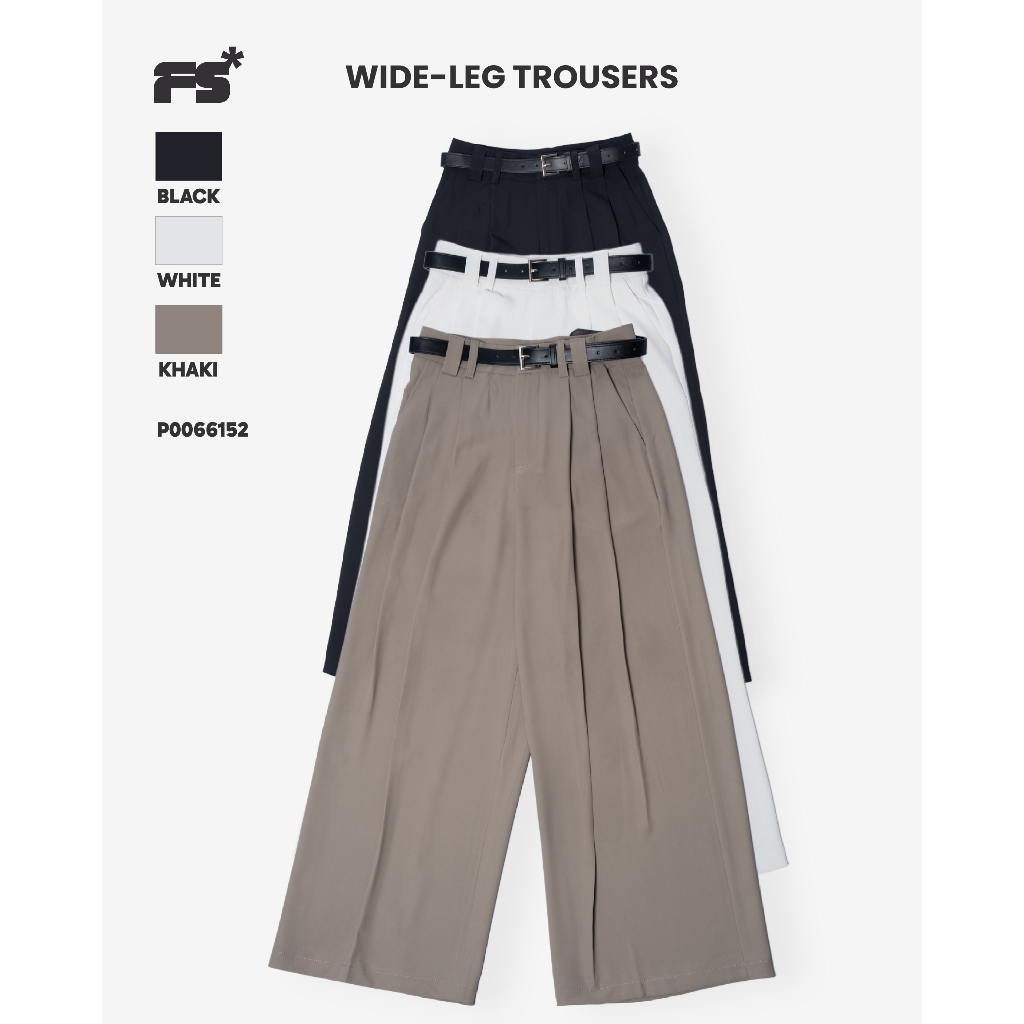 WIDE-LEG  TROUSERS P0066152#กางเกงทรงกระบอก ผ้าทิ้งตัว