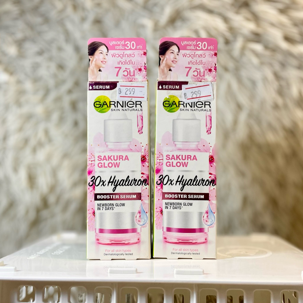 💖 Garnier Sakura Glow Serum 30 ml 🌸 ไฮยารูลอนผิวเด้ง ฉ่ำวาวใน 7 วัน