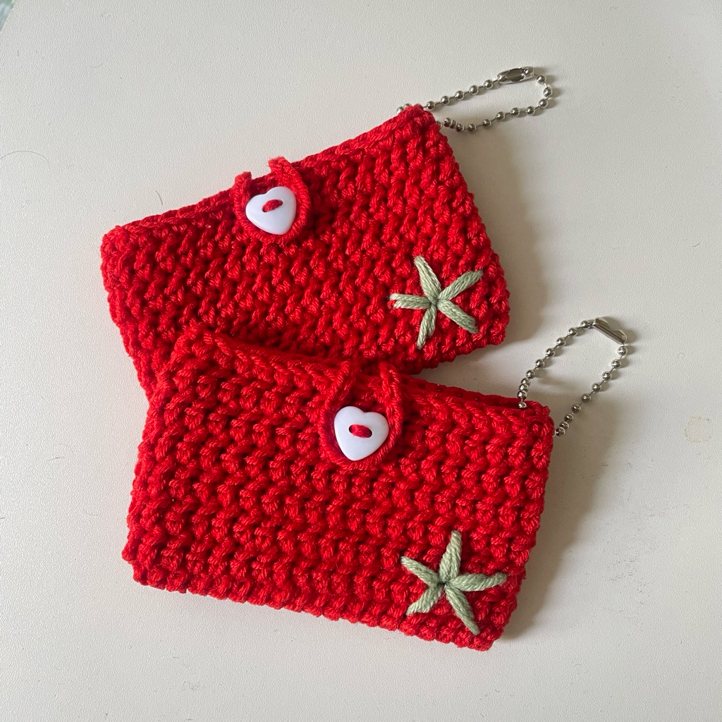 กระเป๋าไหมพรมมะเขือเทศ กระเป๋าใส่บัตร wallets