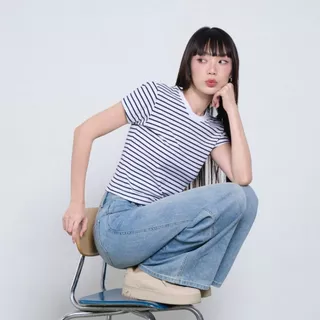 MEET ME - Top 0002 I BASIC JOYS STRIPES เสื้อครอปลายทาง