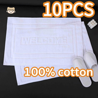 10pcs ราคาส่ง ผ้าเช็ดเท้าโรงแรม ผ้าฝ้าย100% 45x70cm 8ปอนค์ ก…