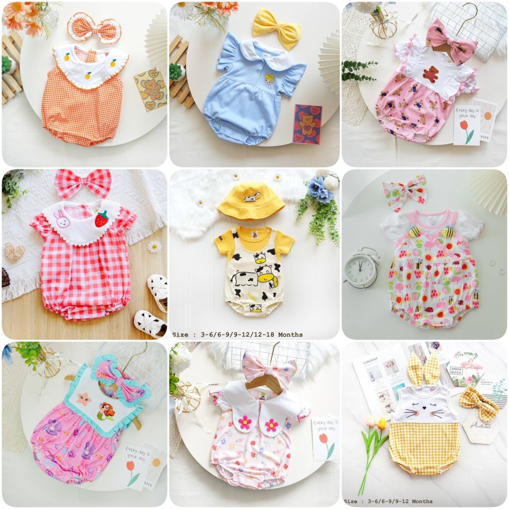 พร้อมส่ง ชุดเด็กแรกเกิด บอดี้สูทเด็กผู้หญิงลายน่ารักๆ ชุดไทยเด็ก  ชุดซัมเมอร์