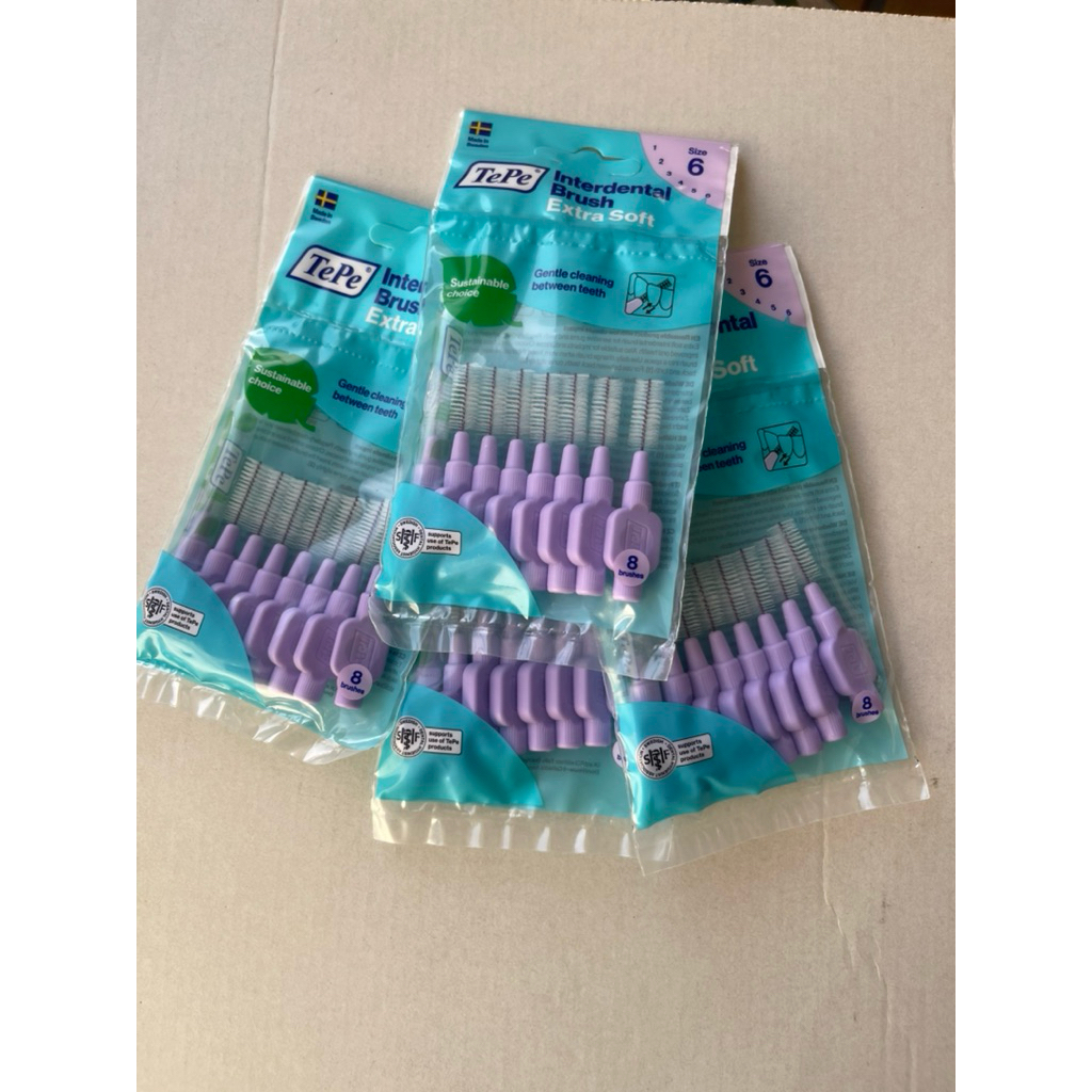 แปรงซอกฟัน เทเป้ Tepe Interdental Brush Extra Soft(ขนแปรงนุ่่มพิเศษ) ขนาด1.1mm เบอร์6มี8ชิ้นจากสวีเดน