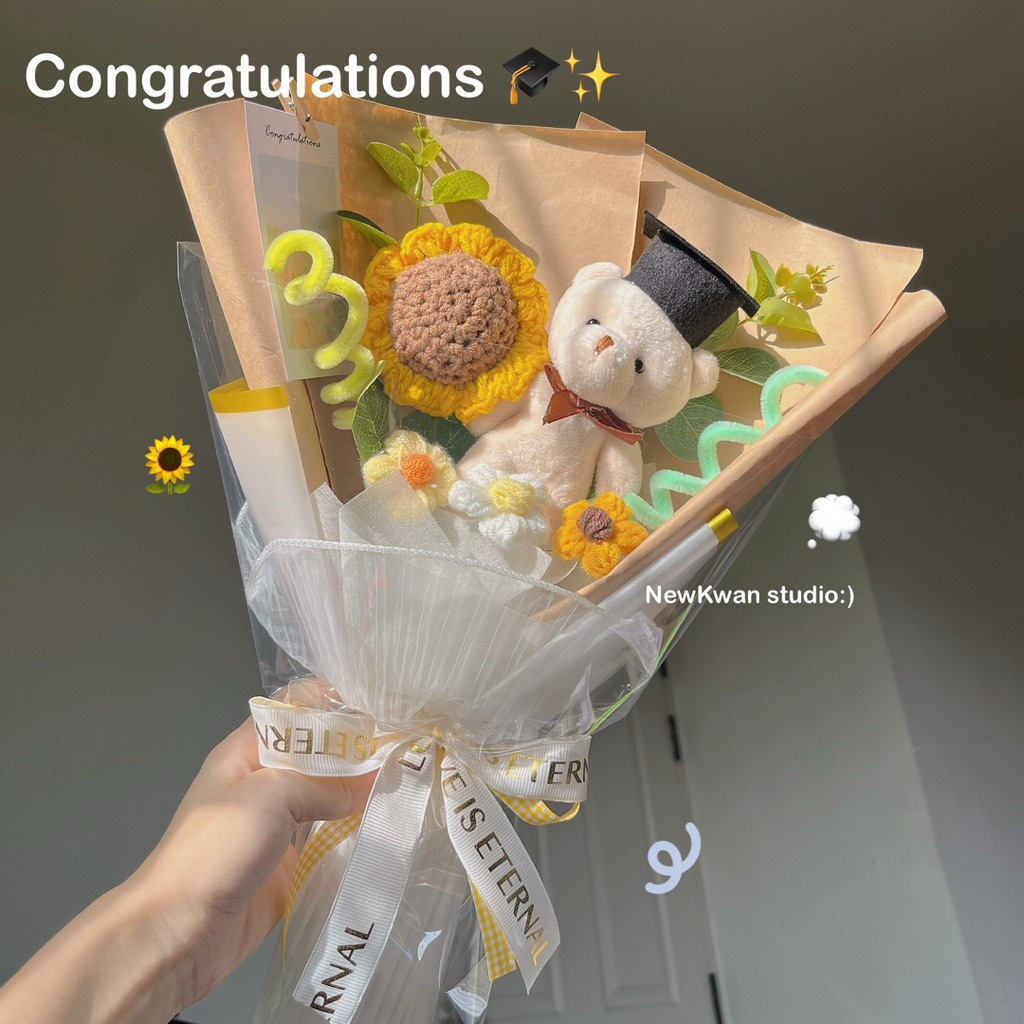 ช่อดอกไม้ถักไหมพรม🌻🎓 ช่อดอกไม้รับปริญญา แสดงความยินดีวันจบการศึกษา🎓🌻