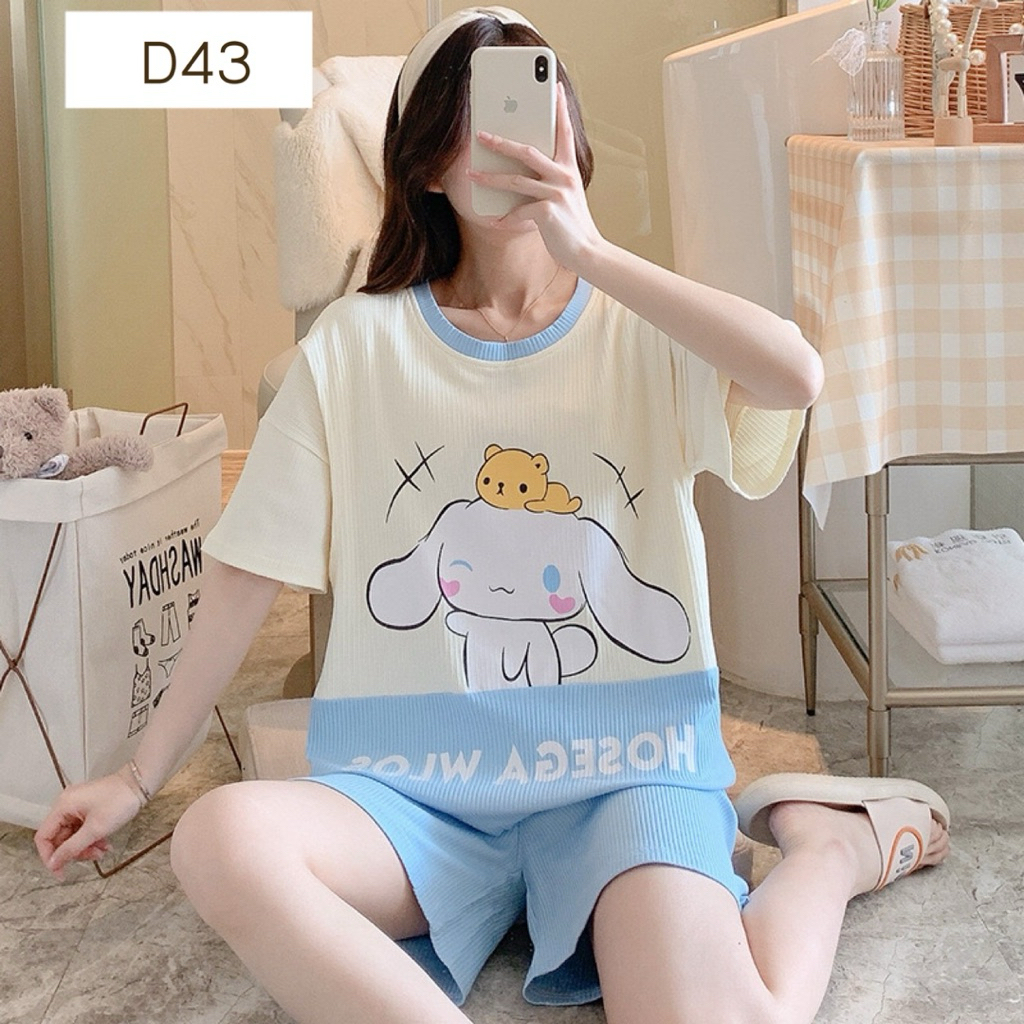 D43 ชุดคลุมท้อง ชุดนอนให้นม ชุดเปิดให้นมได้ เสื้อ+กางเกง เอวปรับได้