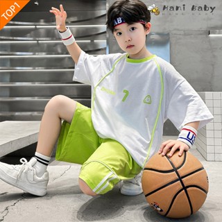 ชุดกีฬาเด็ก ชุดออกกำลังกายเด็ก เสื้อยืด+กางเกงขาสั้น ผ้านิ่ม…