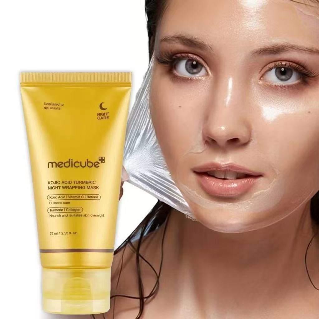 COD✨Sale!! ✨+แปรงปัด【พร้อมส่ง】Medicube Collagen Night Wrapping Mask 75ml มาร์กขมิ้น 2 สูตร