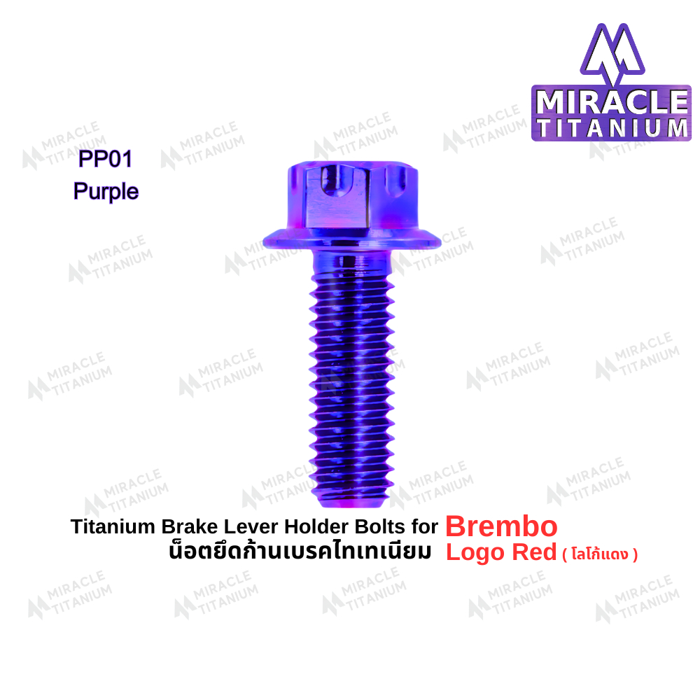 Brembo Logo Red Brake Lever Holder Bolt น็อตยึดก้านไทเทเนียม โลโก้แดง ราคา ถูกที่สุด ดีลบีเคเค แกลเลอรีภาพที่ 2