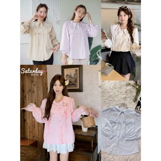 ป้าย Saturday เสื้อผ้าคอตตอนแต่งปกปักดอกไม้หัวใจ อก 42 นิ้ว …