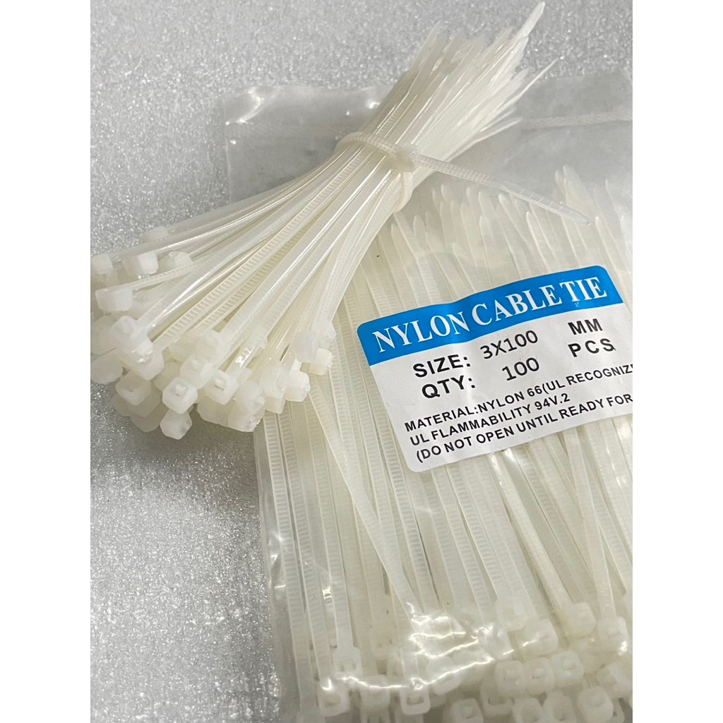 สายรัด เคเบิ้ลทาย  3x100mm มี2 สีให้เลือก ดำ,ขาว ไนลอน เคเบิ้ลทาย เหนียวแน่น (1ถุง มี100เส้น) Cable Tie