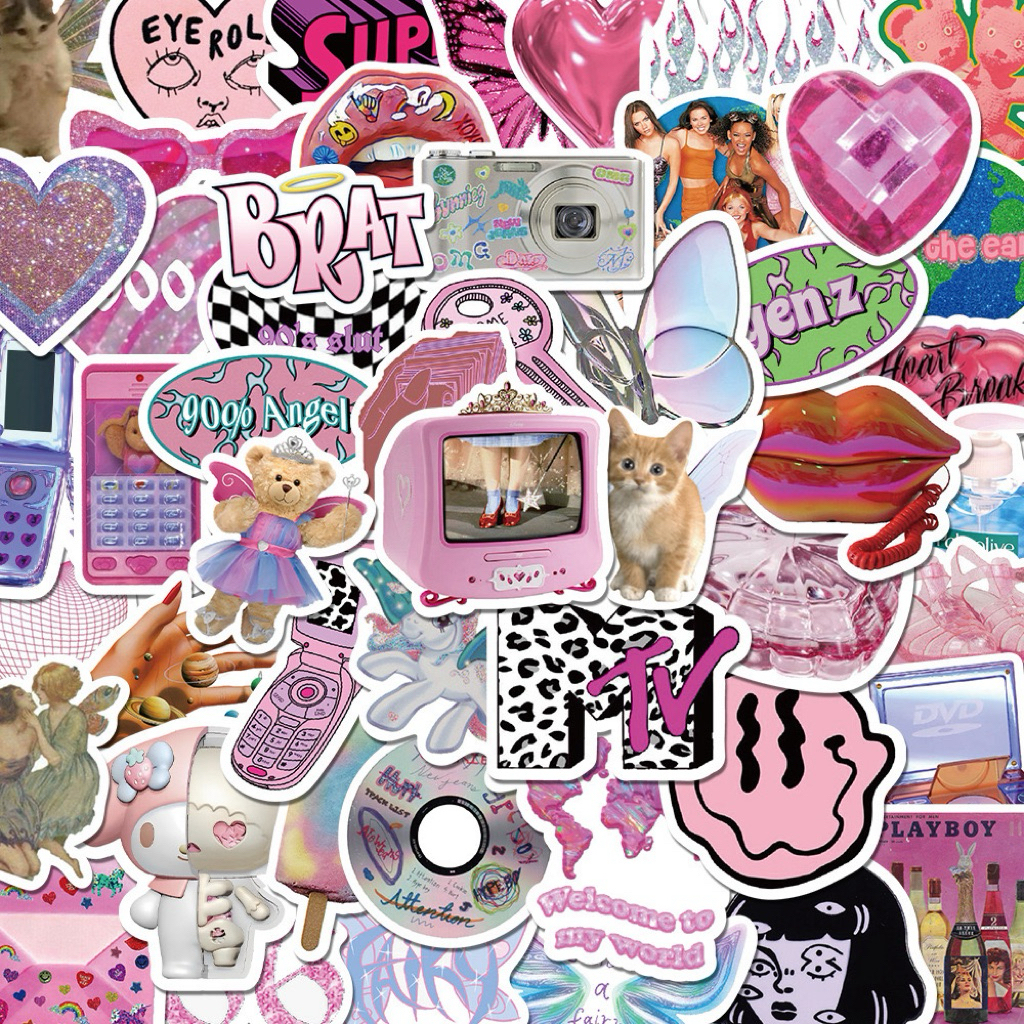 💥จัดส่งไว💥(309-2)สติกเกอร์Y2Kเนื้อด้าน 53 ชิ้น