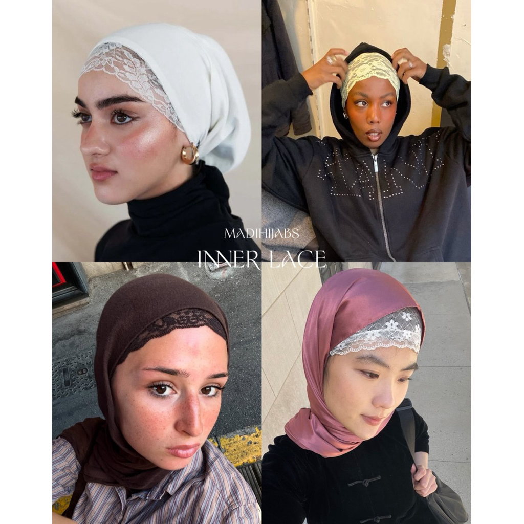 INNER LACE อินเนอร์หมวกในผ้าลูกไม้ แบบคาดครึ่ง