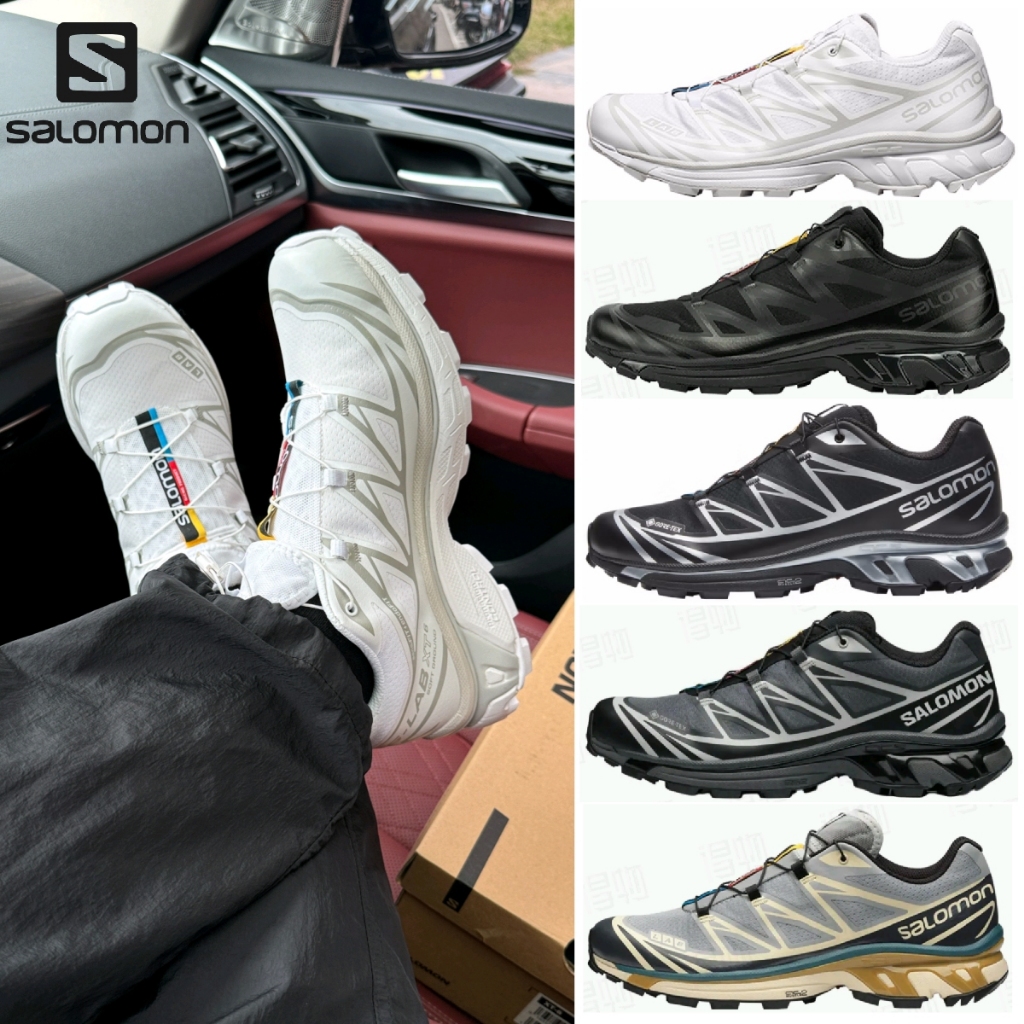 ของแท้ 100% Salomon XT6 GTX Black Grey White Silver Gore Tex รองเท้าเดินป่าใบสำหรับผู้ชาย และผู้หญิง