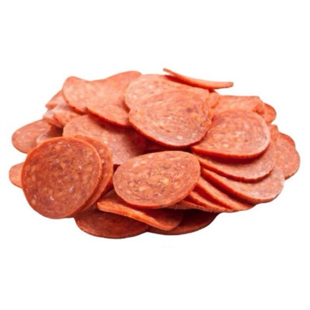 เปปเปอร์โรนีสไลด์ ตรา (ทีจีเอ็ม) ขนาด 1000กรัม (520-580 ชิ้น.) TGM Pizza Pepperoni Slice 1000 g (520-580pcs)