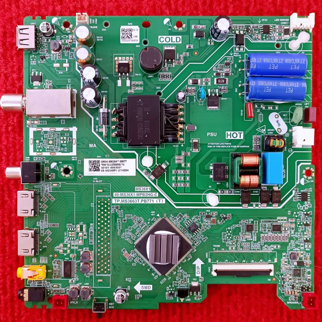 เมนบอร์ดทีวี  TCL สำหรับรุ่น 32D3400 พาสบอร์ด TP.MS3663T.PB771