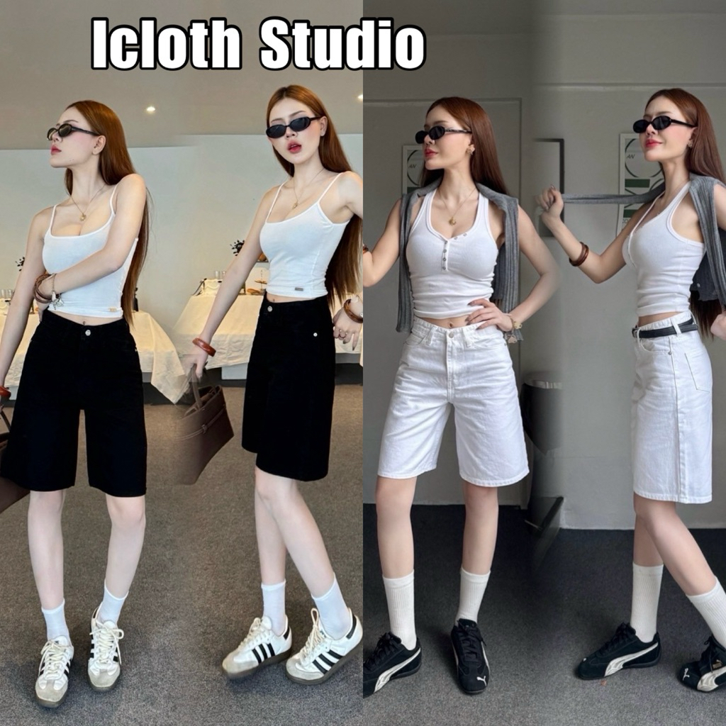 IRISH JORT JEANS🤎 กางเกงยีนส์ผู้หญิง ขา3ส่วน ผ้าไม่ยืด ไม่บาง ใส่ได้ทั้งเอวสูงและเอวต่ำ ทรงสวย