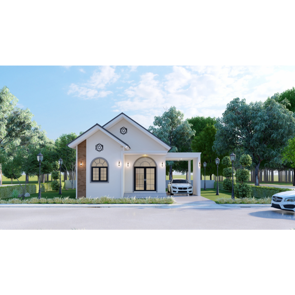 S-1606 แบบบ้านสไตล์นอร์ดิกผสมโมเดิร์น พิ้นที่ใช้สอย 80 ตร.ม.ราคาสร้าง8แสน-1ล้านบาท 2ห้องนอน 1 องน้ำ