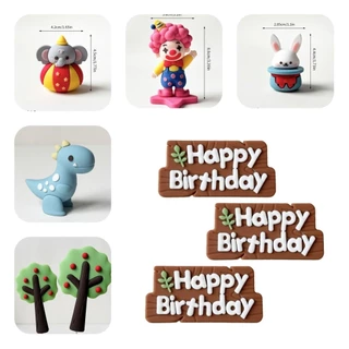 ส่งจากไทย‼️ตุ๊กตา แต่งเค้ก วันเกิด Cake ยางนิ่ม ลายสัตว์ ไดโนเสาร์ DIY ตั้งได้