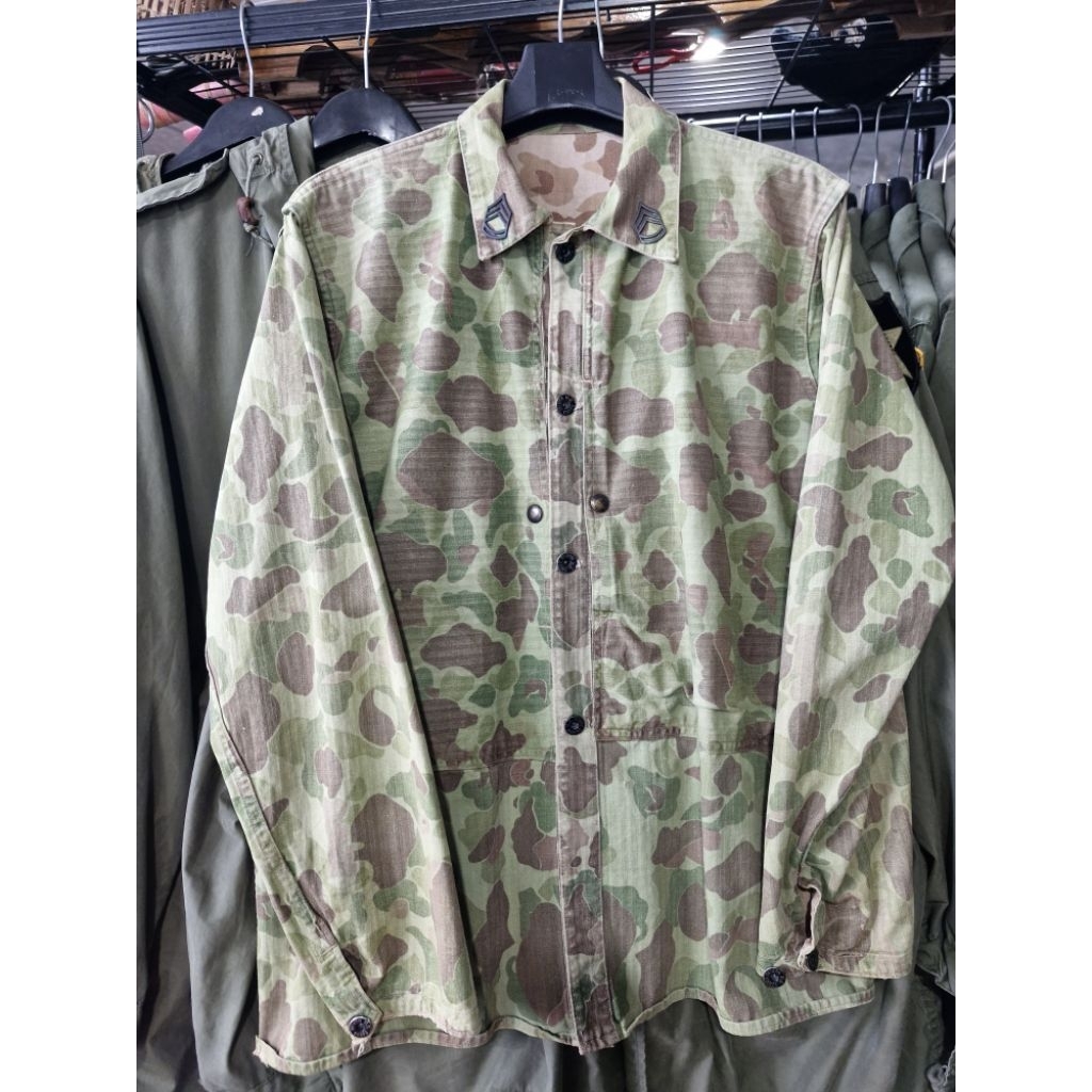 เสื้อแจ็คเก็ต USA สงครามโลก WWII USMC Marine Corps P44 FrogskinCamo Jacket HBT อก46"ตึงๆ48" ไหล่19" 