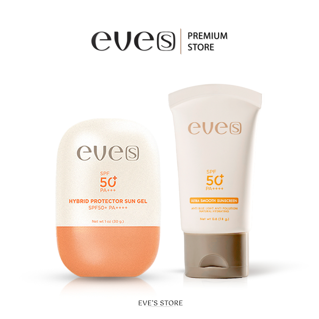 EVES อีฟส์ เซตคู่ ป้องกันแดด อีฟส์ ป้องกันแสงแดด UVA UVB SPF50+ PA++++ แสงจากจอคอม ที่ช่วยบำรุงให้ผิวแข็งแรง