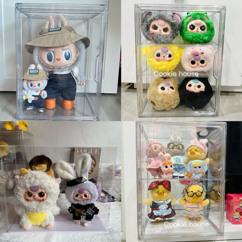 SALE กล่องเก็บตุ๊กตา กล่องใส่ลาบูบู้V1/2/3 กล่องชั้นเดียว8023 กล่องใส่Labubu （แถมคู่มือติดตั้ง) 36*22*27cm