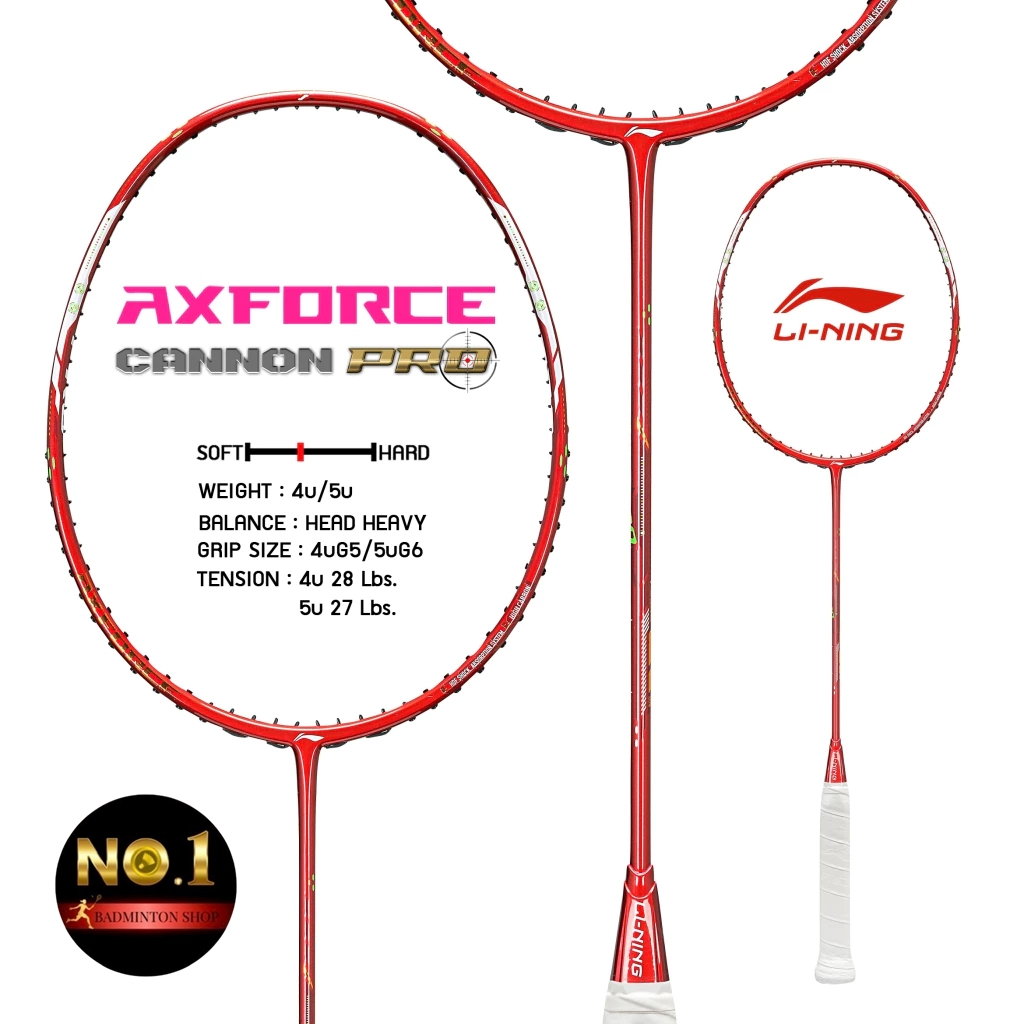 LI-NING รุ่น AXFORCE CANNON PRO 4U (RED) ไม้แบดมินตัน แท้ 💯 By. No.1 Badminton Shop (โปรดอ่านรายละเอ