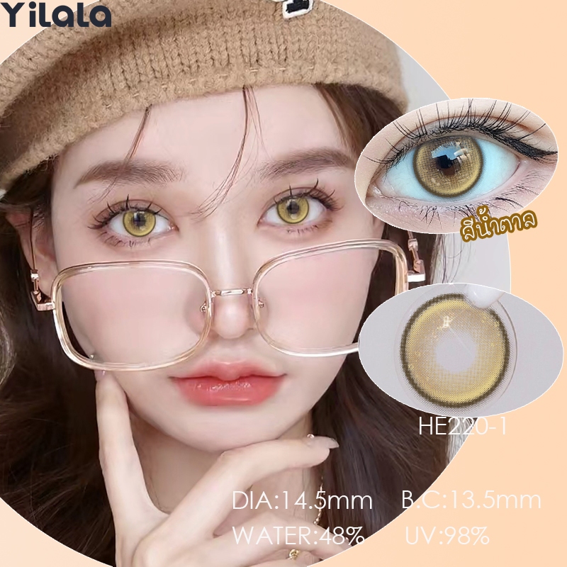 🌈Yilala คอนแทคเลนส์สีเทา blue เลนส์นิ่ม 2 ชิ้น 1 คู่ 0.00~-450คอนแทคเลนส์สี บิ๊กอายตาหวาน 14.5มม.
