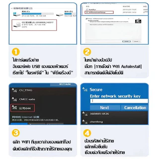 【รับประกัน10ป】USB WIFI อะแดปเตอร์ USB 3.0 WiFi6&Bluetooth 5.4 6400Mbps 4 เสาอากาศ ไร้ไดรเวอร์ความถี่คู๋ 2.4G/5GHz