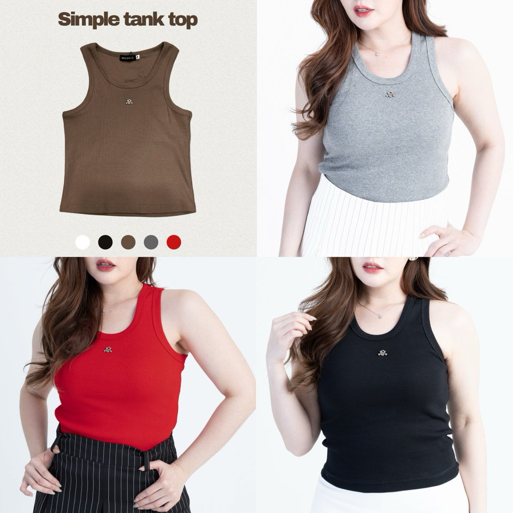 Simple Tank top เสื้อกล้าม เสื้อแขนกุด รุ่นT66 - Mesave