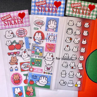 (Mini Sticker) CHUBBY BUNNY / สติกเกอร์ลายกระต่าย ขนาด 5.2x14.7 cm