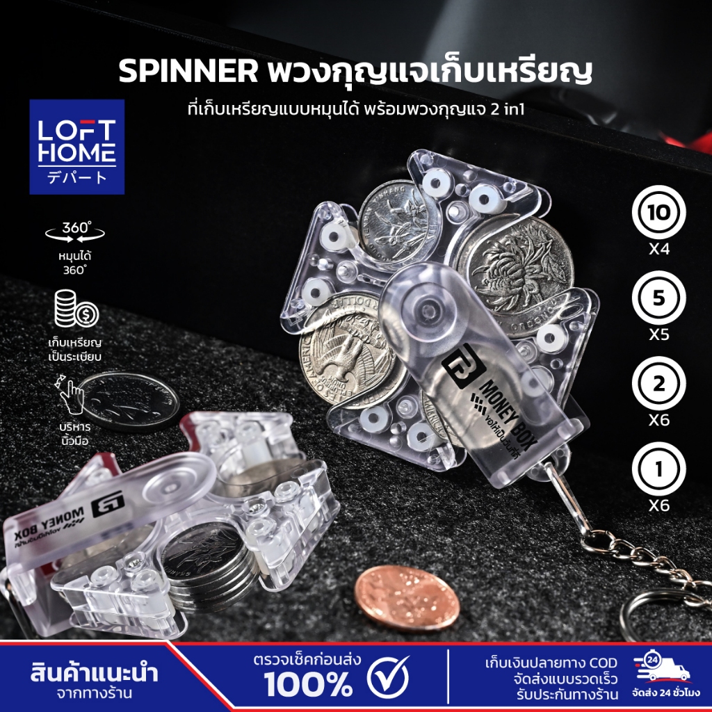 กล่องใส่เหรียญ แบบฟิดเจ็ตสปินเนอร์ หยิบใช้งานสะดวก ห้อยกระเป๋าได้ พกพาสะดวก หมุนเล่นได้